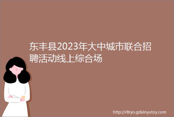 东丰县2023年大中城市联合招聘活动线上综合场
